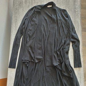 Sioni Black Cardigan Duster with removable Faux fur collar